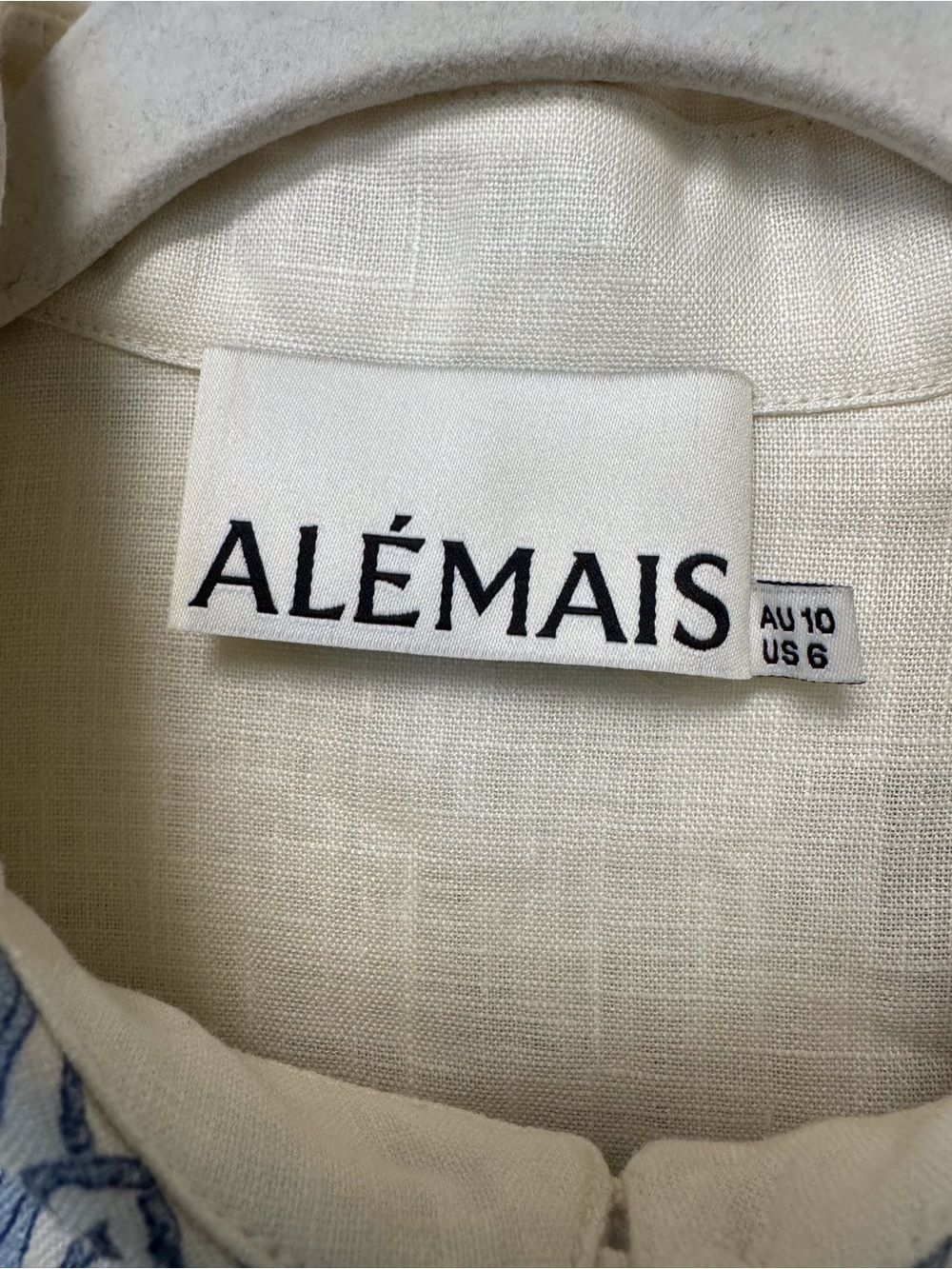 ALÉMAIS Villa Romantica Blouse Cream Blue NWOT Size 6 - Picture 7 of 16